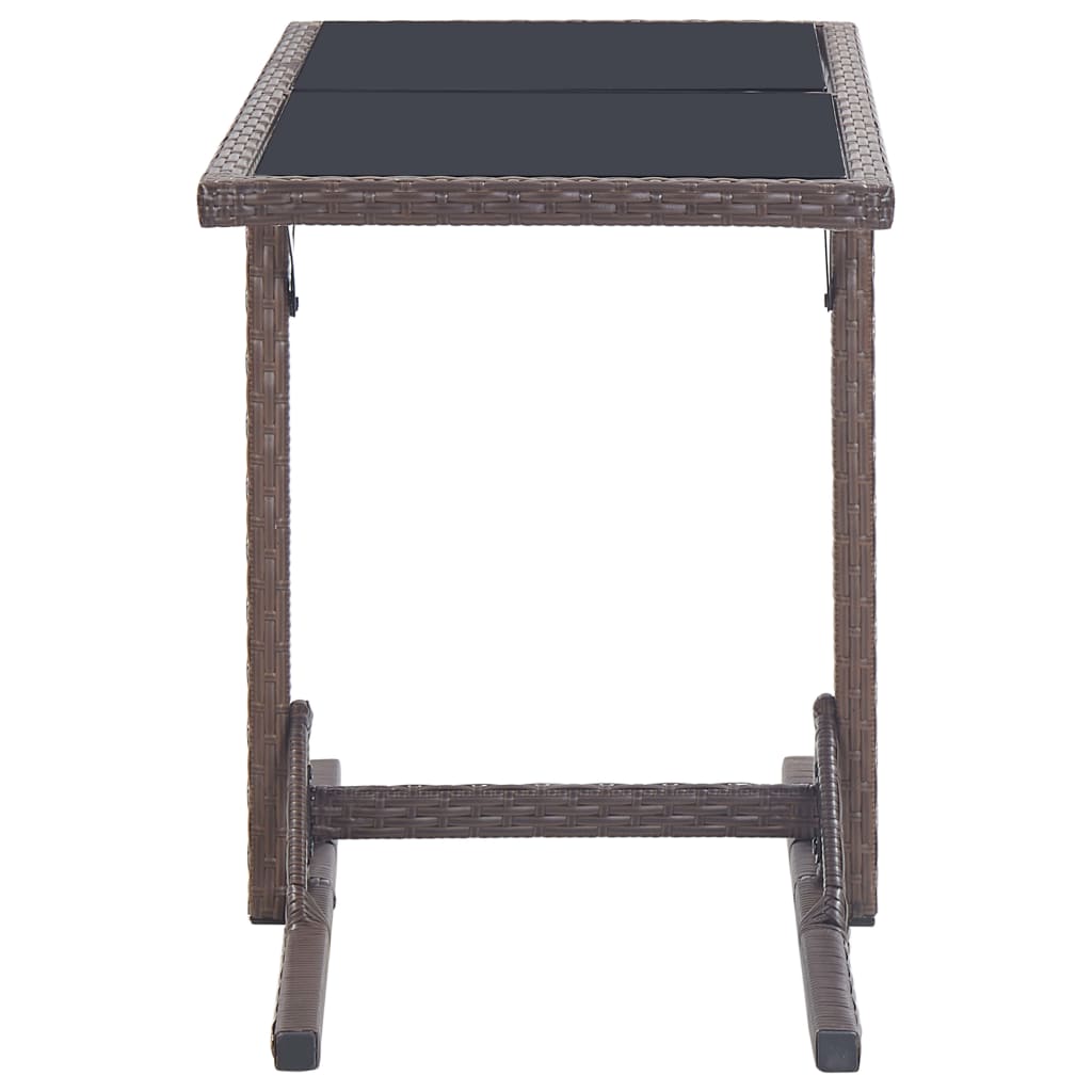 Dining Set Brown Poly rattan, powder-coated steel, glass Medium