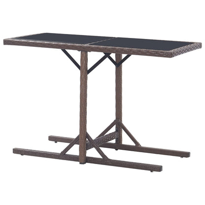 Dining Set Brown Poly rattan, powder-coated steel, glass Medium