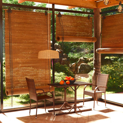 Dining Set Brown Poly rattan, powder-coated steel, glass Medium