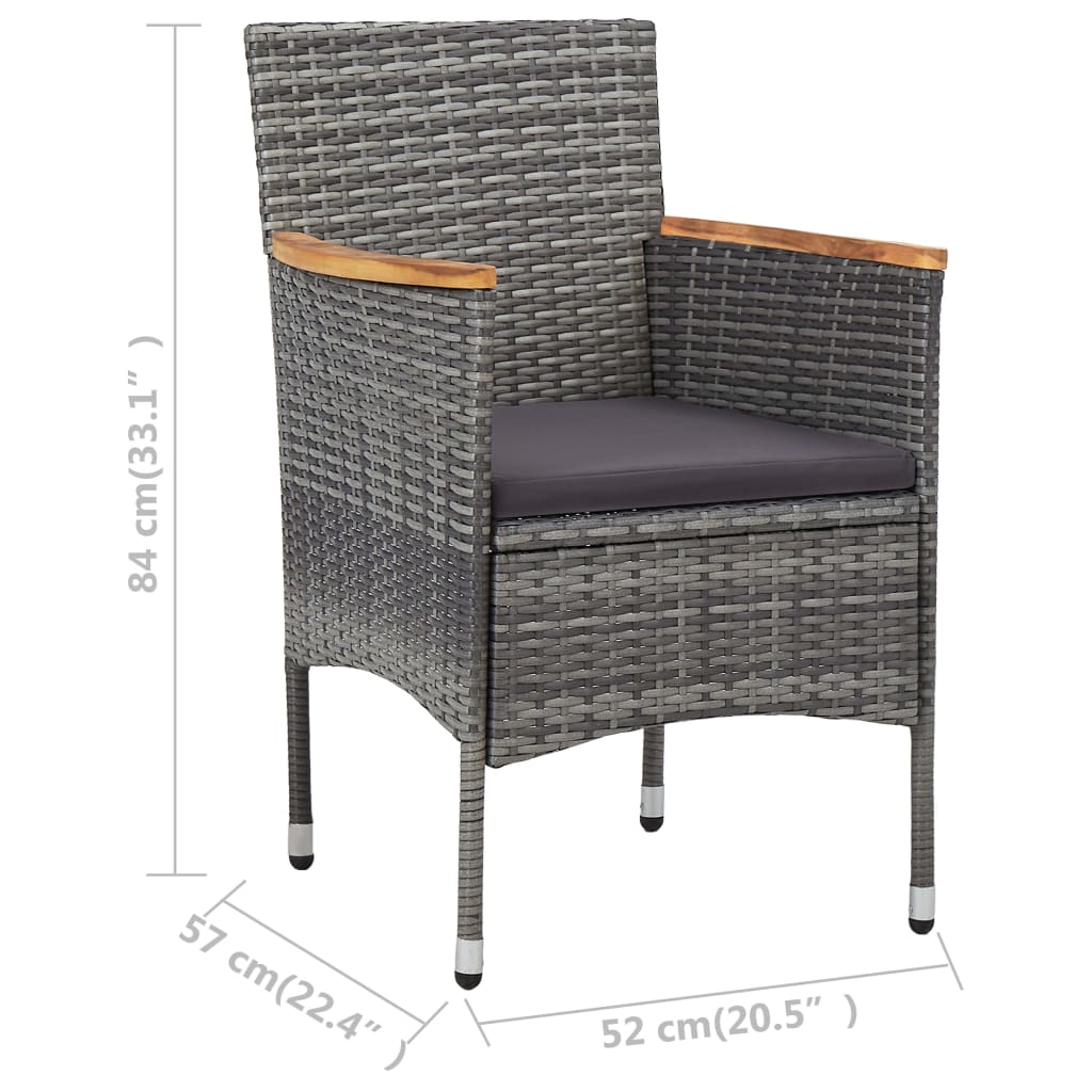 Dining Set Grey, Dark Grey, Natural