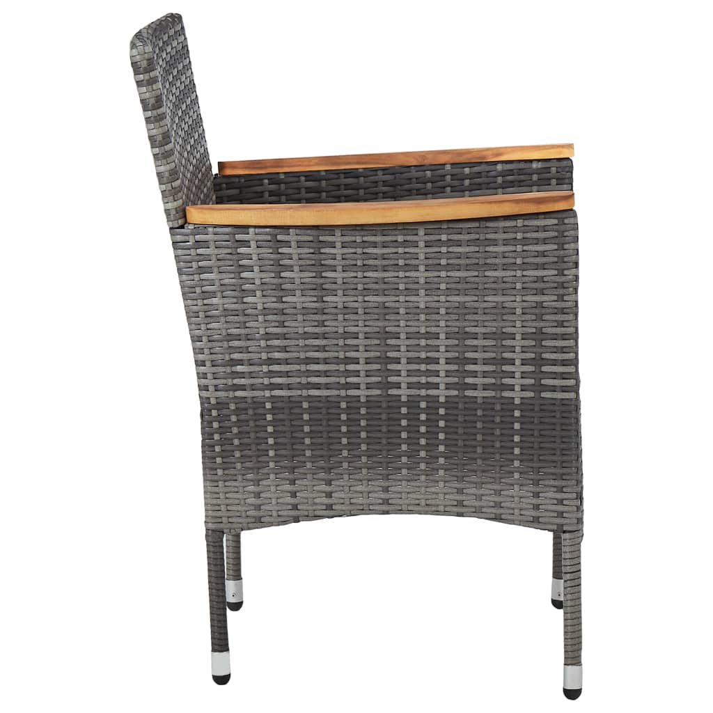 Dining Set Grey, Dark Grey, Natural