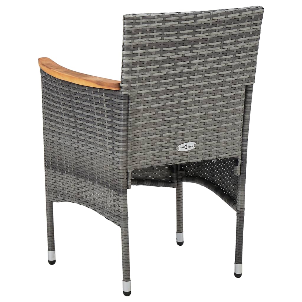 Dining Set Grey, Dark Grey, Natural