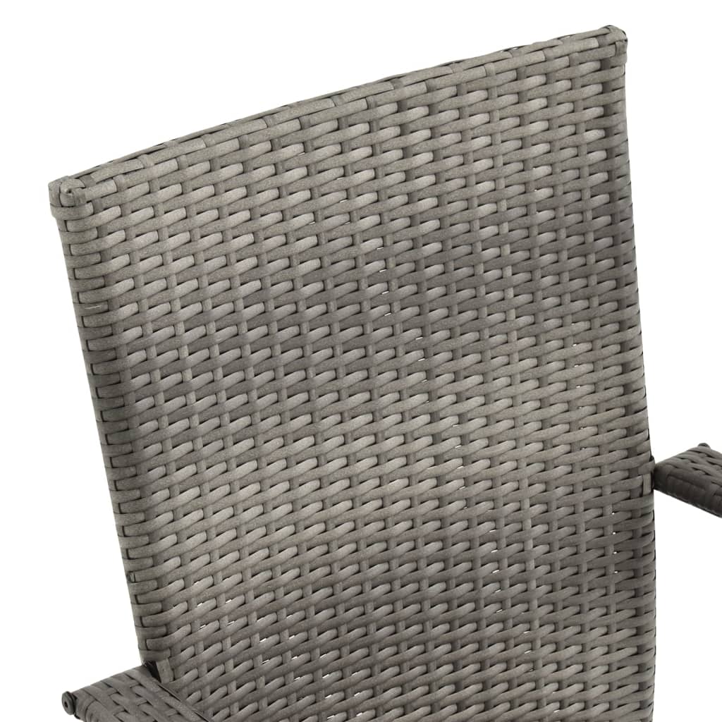 Dining Set Grey PE Rattan, Powder-Coated Steel, Glass Compact