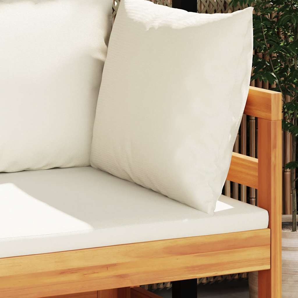 Corner Sofa Cream white Solid Acacia wood, 100% polyester Medium