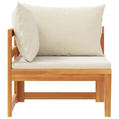 Corner Sofa Cream white Solid Acacia wood, 100% polyester Medium