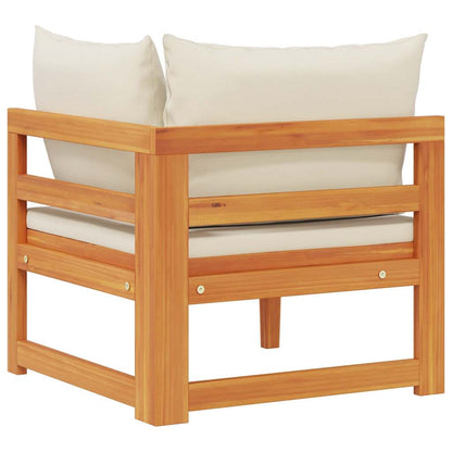 Corner Sofa Cream white Solid Acacia wood, 100% polyester Medium