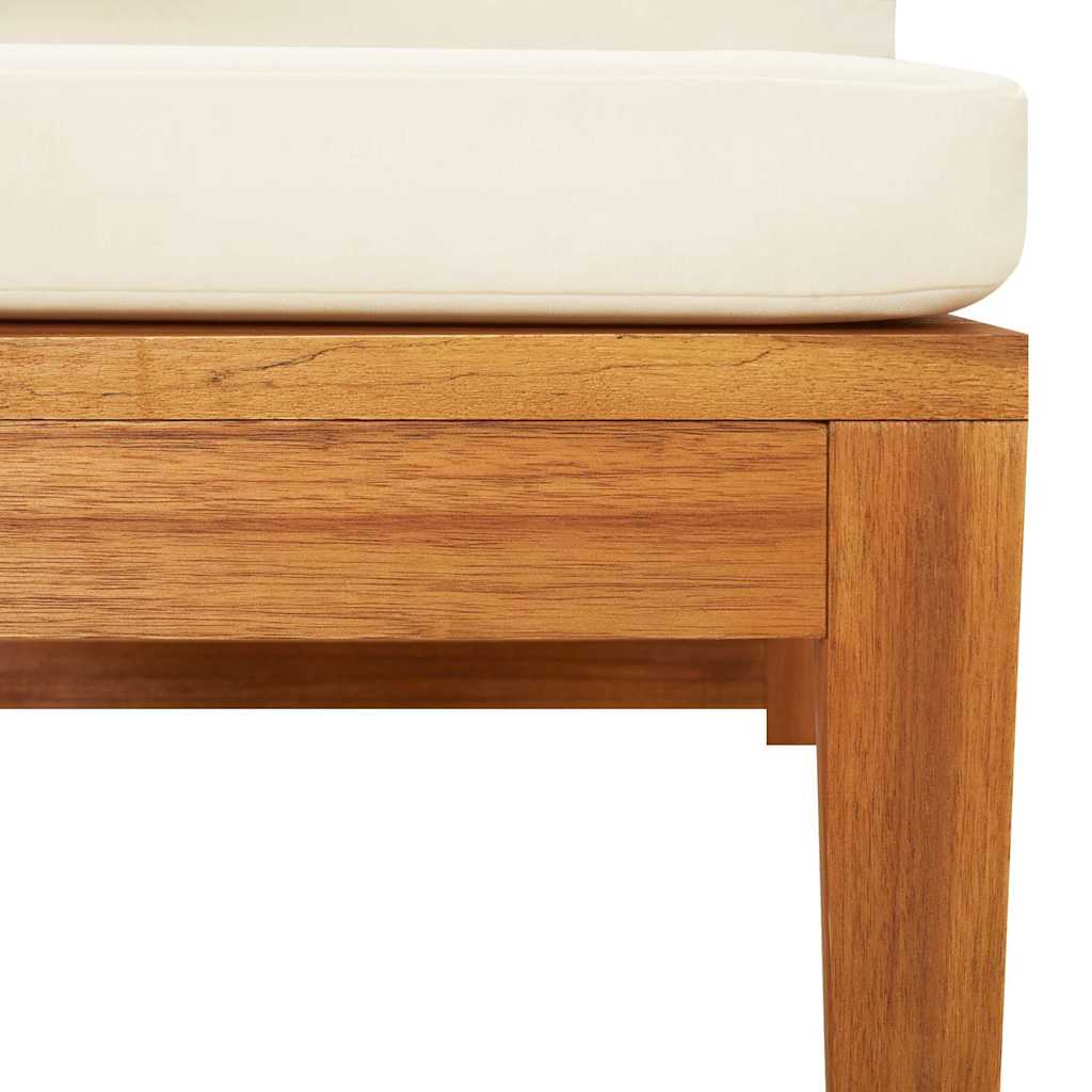 Corner Sofa Cream white Solid Acacia wood, 100% polyester Medium