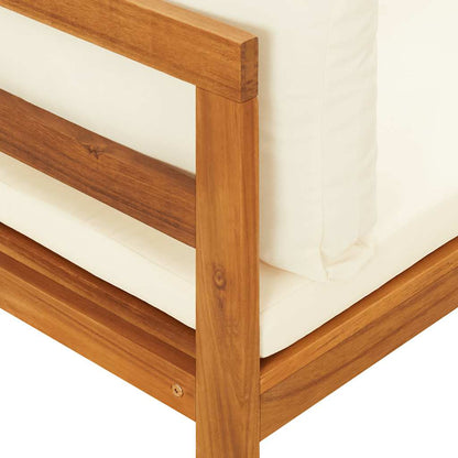 Corner Sofa Cream white Solid Acacia wood, 100% polyester Medium