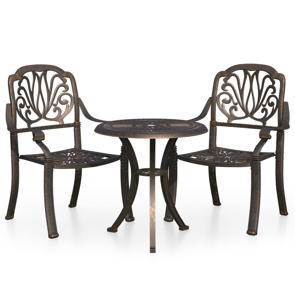 Bistro Set Bronze Cast Aluminum Medium Durable Bistro Set