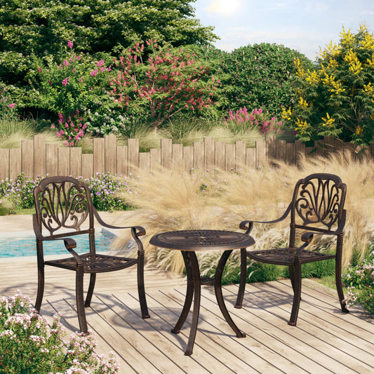 Bistro Set Bronze Cast Aluminum Medium Durable Bistro Set