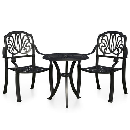 Bistro Set Black Cast aluminum Medium Durable Bistro Set
