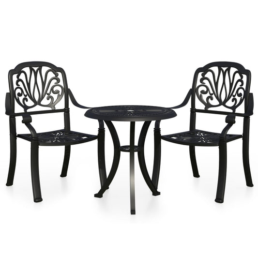 Bistro Set Black Cast aluminum Medium Durable Bistro Set