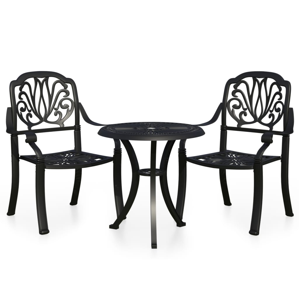 Bistro Set Black Cast aluminum Medium Durable Bistro Set