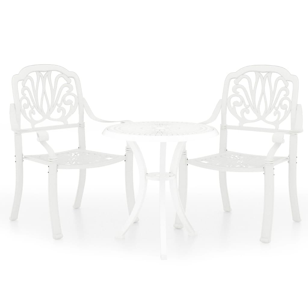 Bistro Set White Cast aluminum Standard Durable Bistro Set