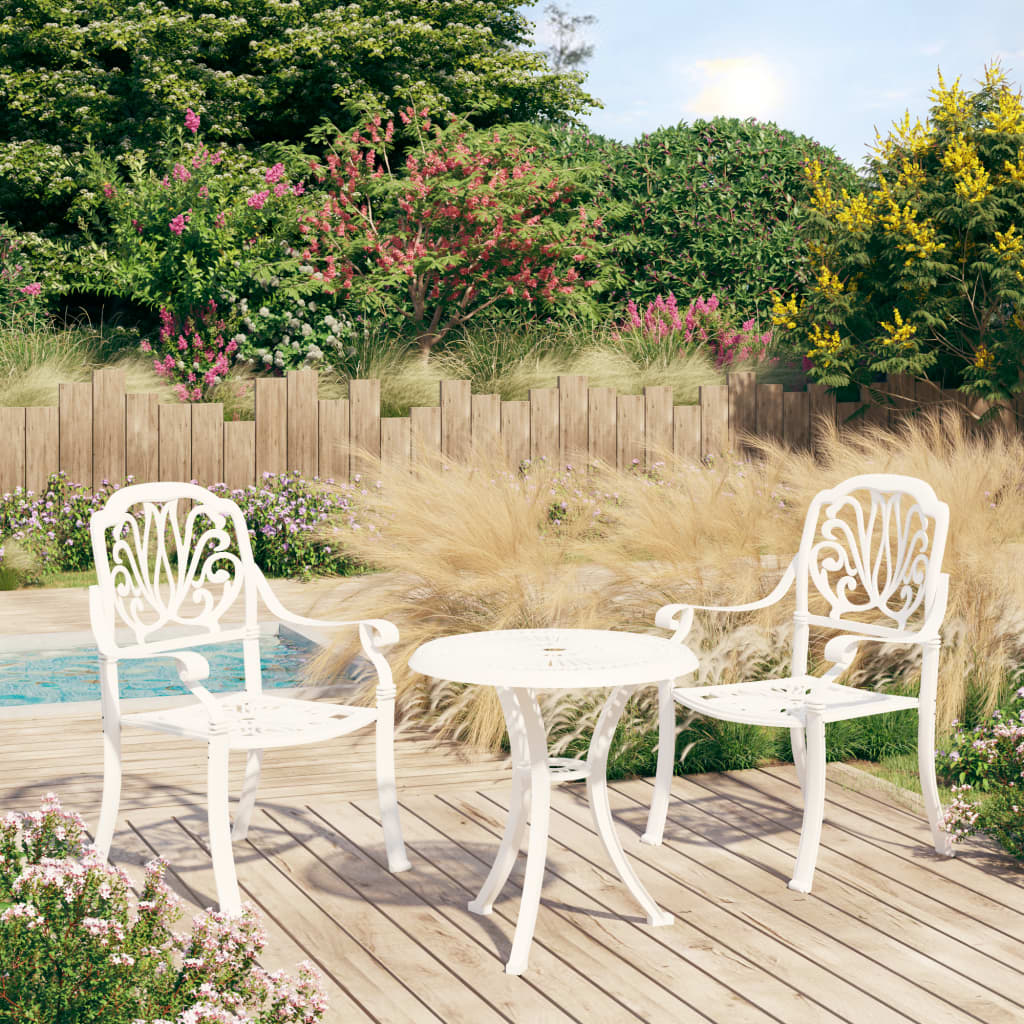 Bistro Set White Cast aluminum Standard Durable Bistro Set