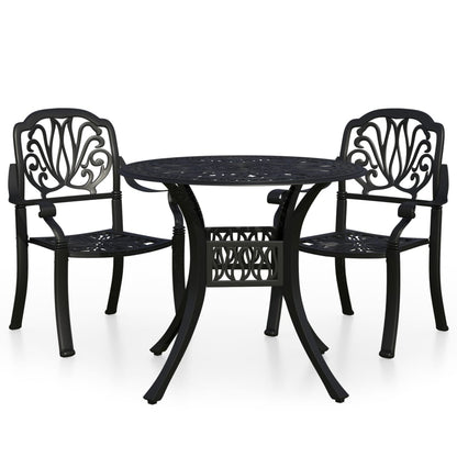 Bistro Set Black Cast Aluminum Standard Durable Bistro Set