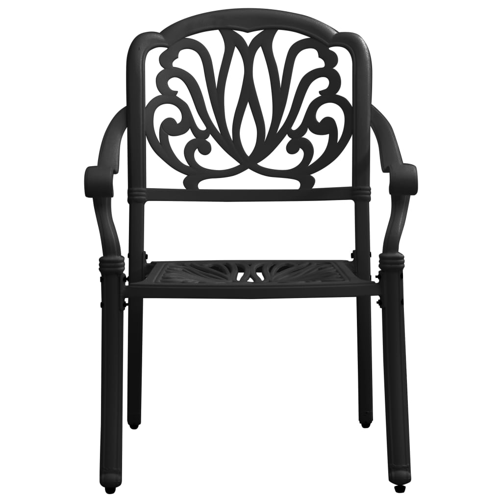 Bistro Set Black Cast Aluminum Standard Durable Bistro Set