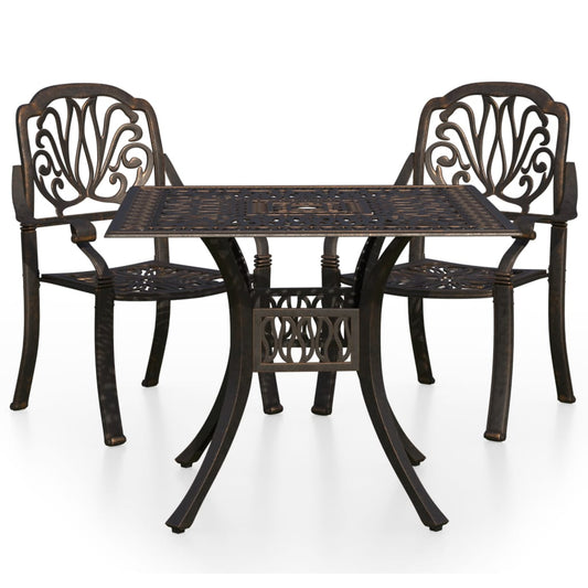 Bistro Set Bronze Cast Aluminum Medium Durable Bistro Set