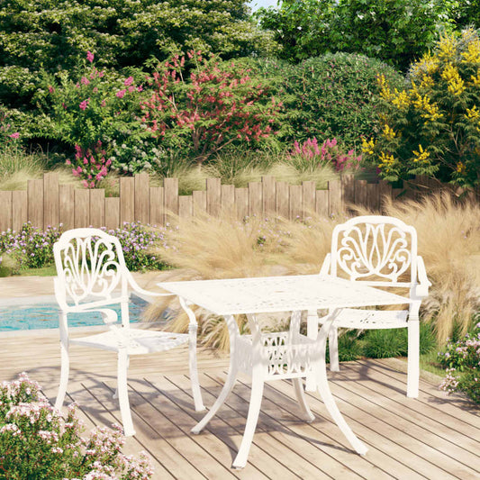 Bistro Set White Cast aluminum Standard Durable Bistro Set