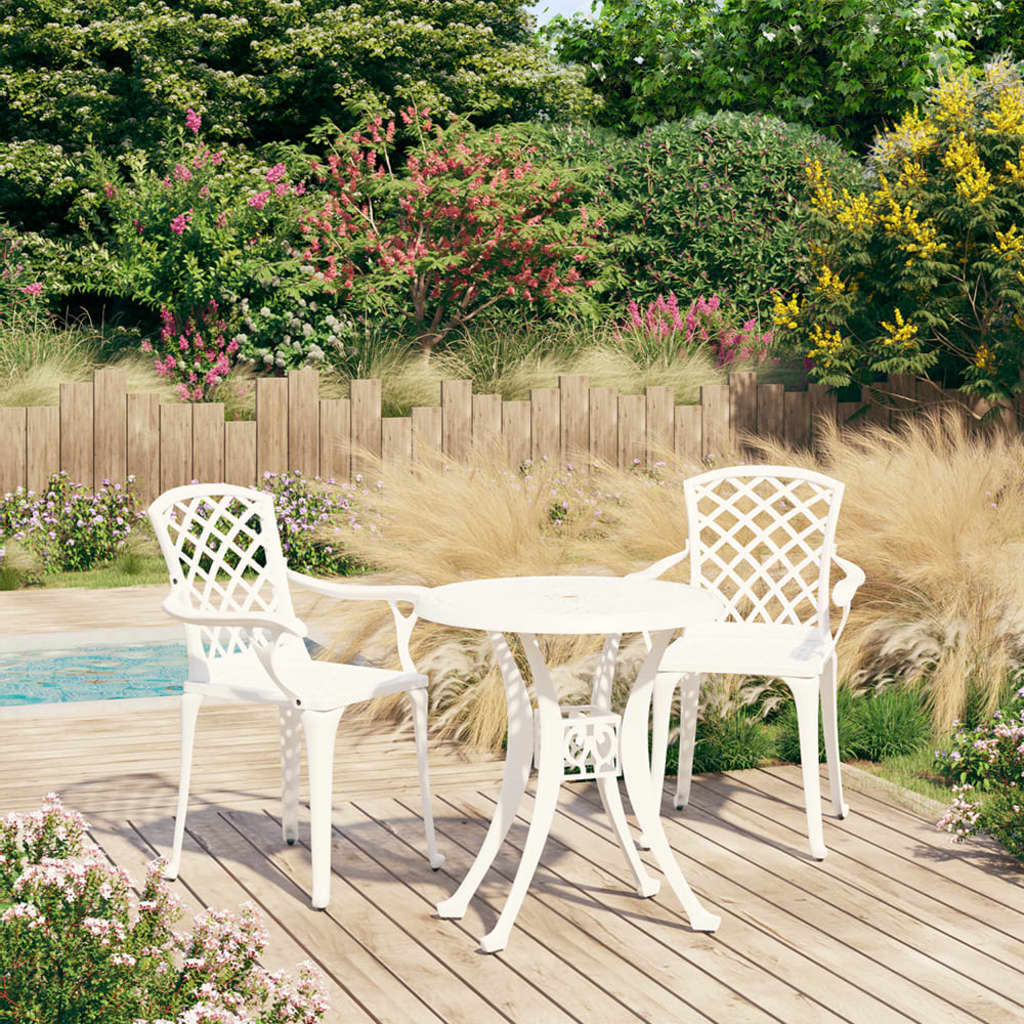 Bistro Set White Cast Aluminum Medium Tough Bistro Set Round