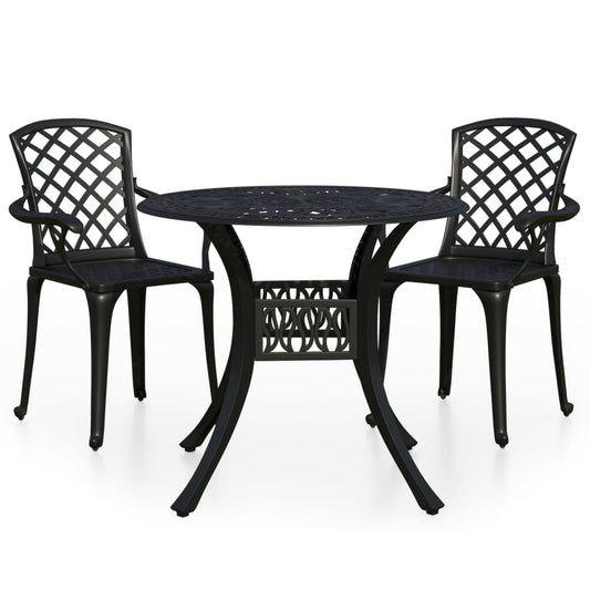 Bistro Set Black Cast aluminum Medium Industrial Bistro Set