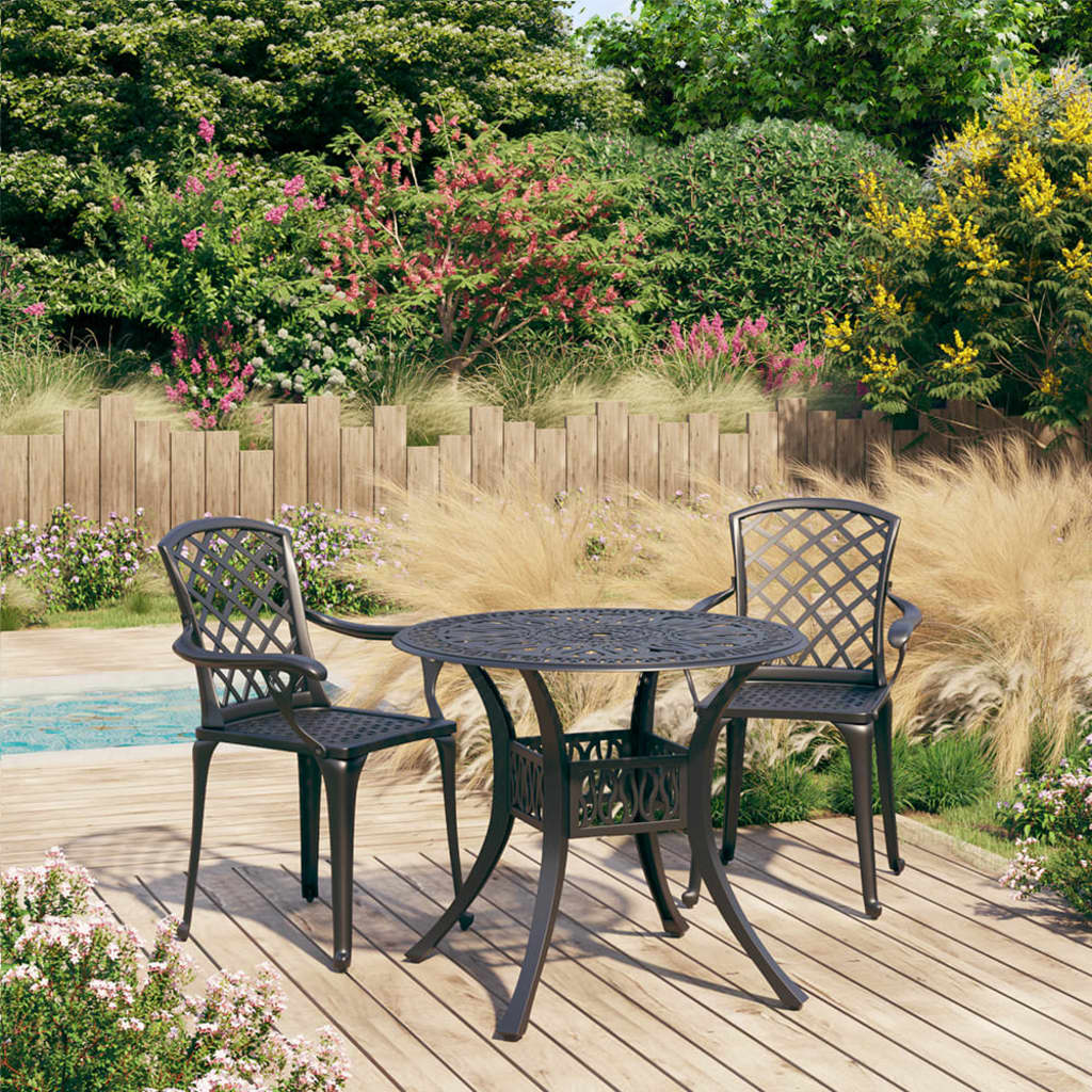 Bistro Set Black Cast aluminum Medium Industrial Bistro Set