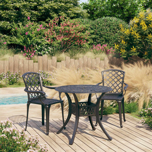 Bistro Set Black Cast aluminum Medium Industrial Bistro Set