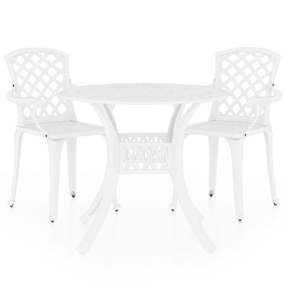 Bistro Set White Cast Aluminum Medium Decorative Inlays