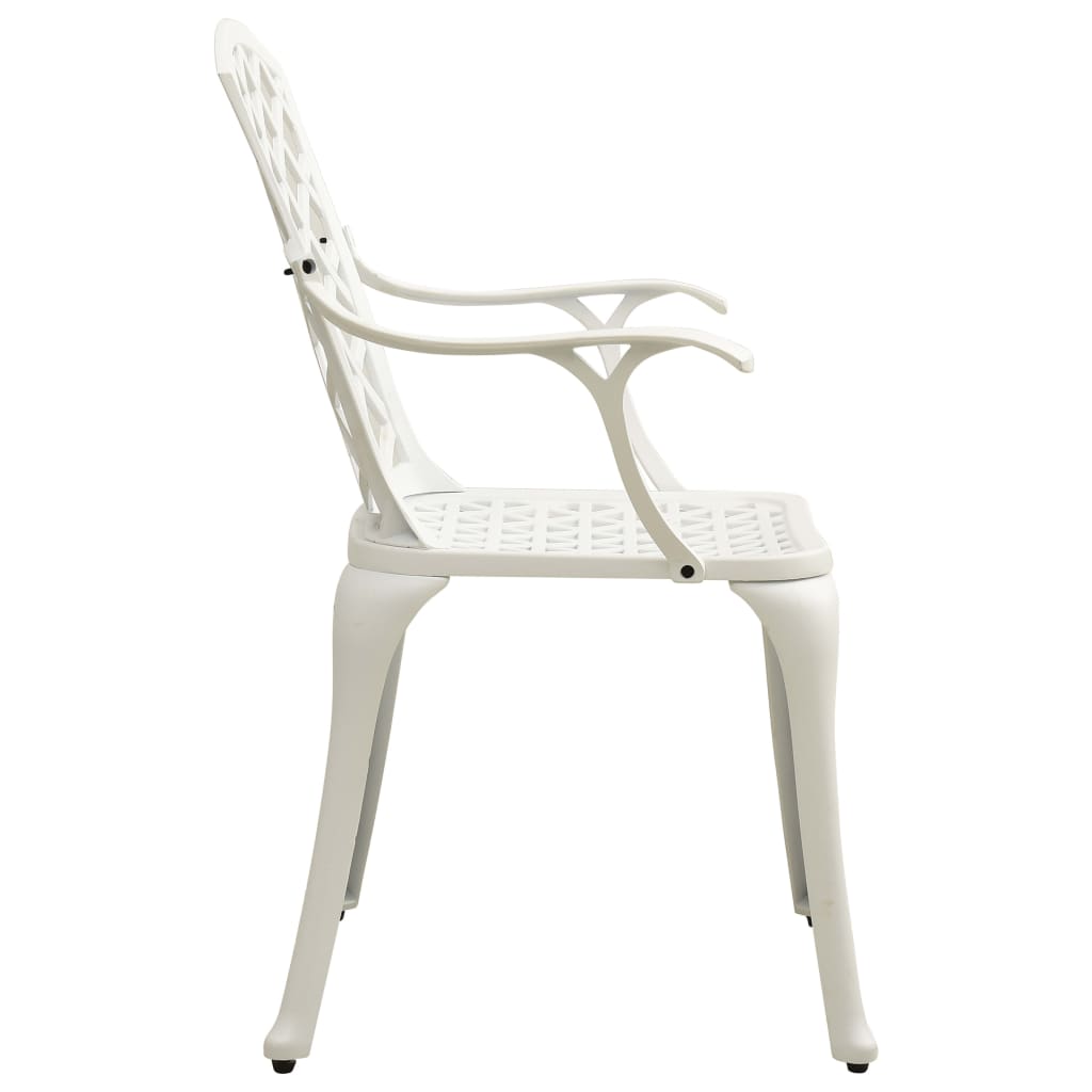 Bistro Set White Cast Aluminum Medium Decorative Inlays