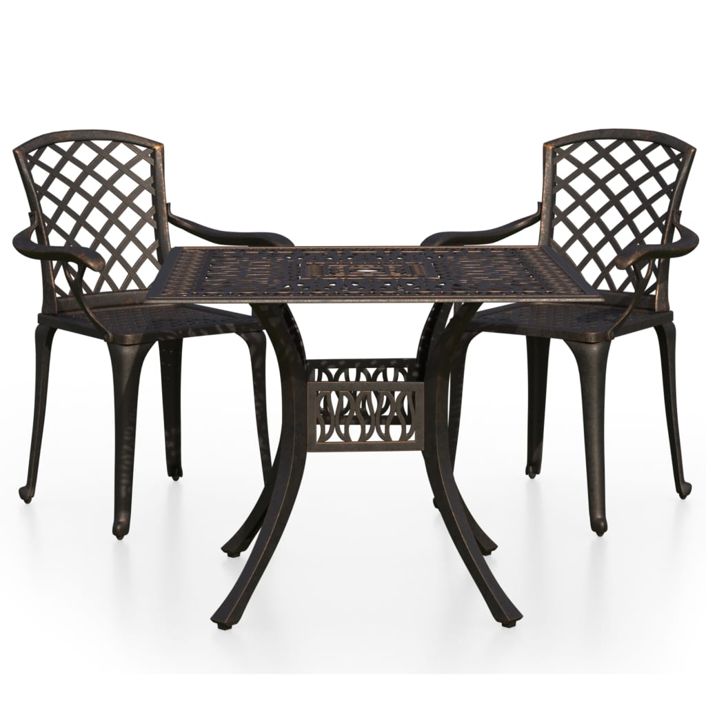 Bistro Set Bronze Cast Aluminum Standard Decorative Inlays