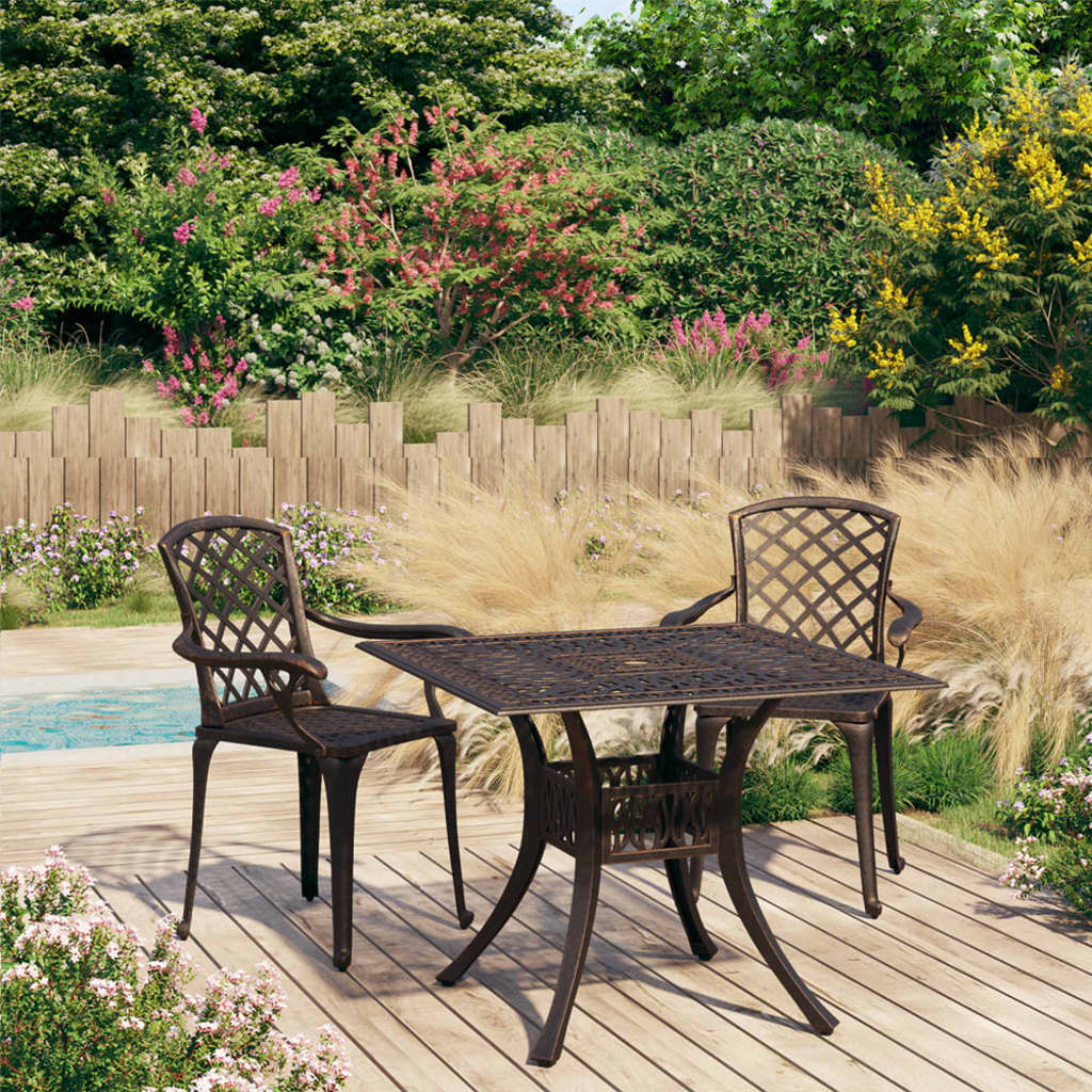 Bistro Set Bronze Cast Aluminum Standard Decorative Inlays