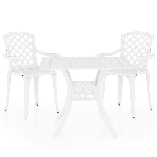 Bistro Set White Cast Aluminum Standard Durable Bistro Set