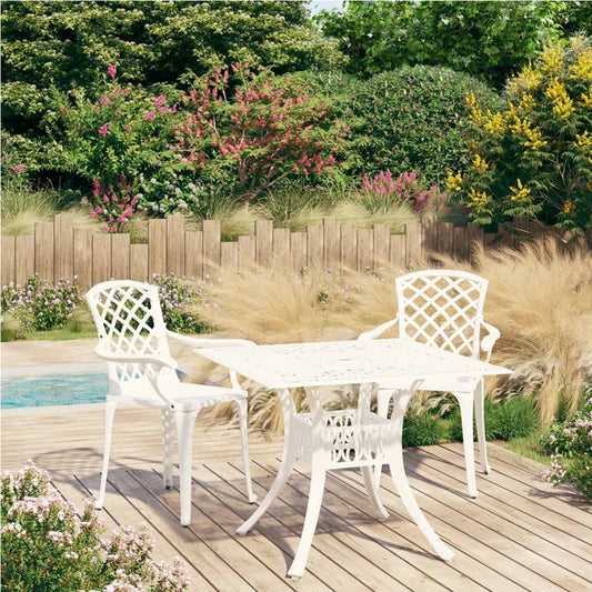 Bistro Set White Cast Aluminum Standard Durable Bistro Set