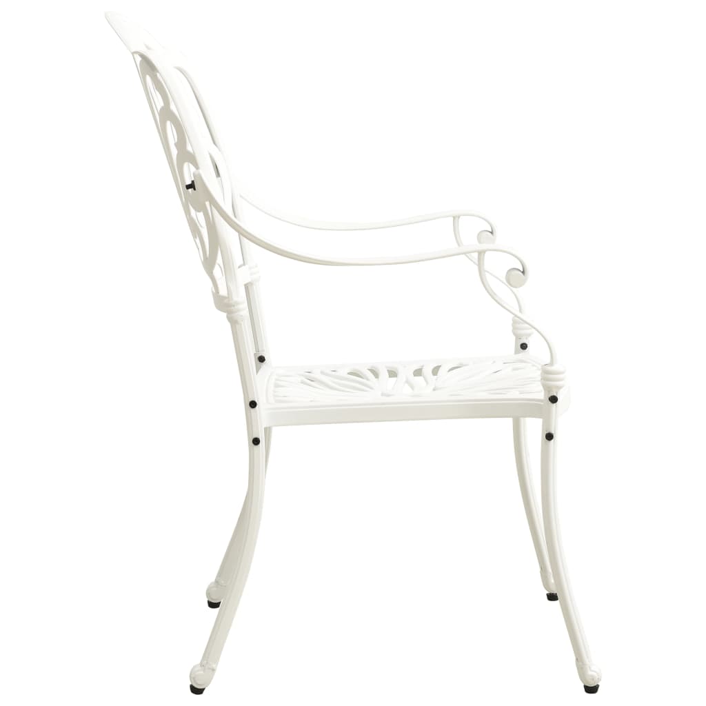 Bistro Set White Cast Aluminum Medium Durable Bistro Set