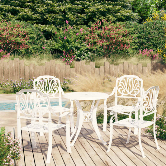 Bistro Set White Cast Aluminum Medium Durable Bistro Set