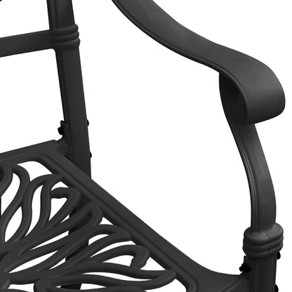 Bistro Set Black Cast aluminum 1 Table, 4 Chairs Durable