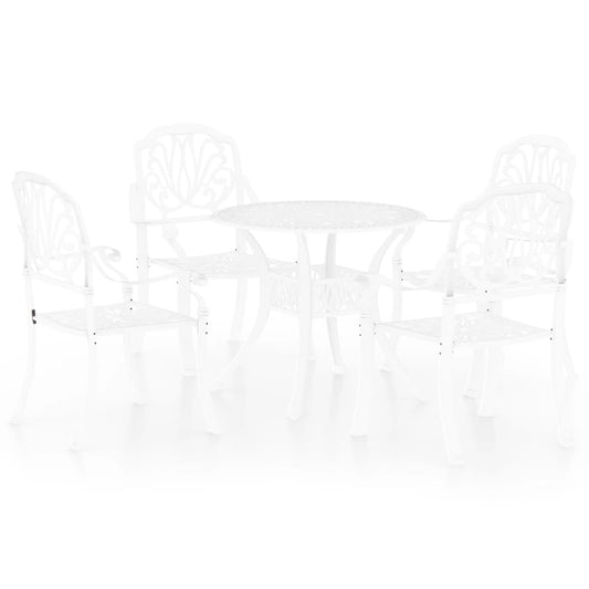 Bistro Set White Cast Aluminum 5 Piece Set Durable Bistro Set