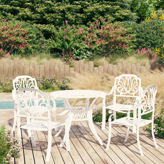 Bistro Set White Cast Aluminum 5 Piece Set Durable Bistro Set