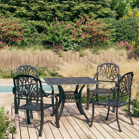 Bistro Set Black Cast Aluminum Large Durable Bistro Set Round