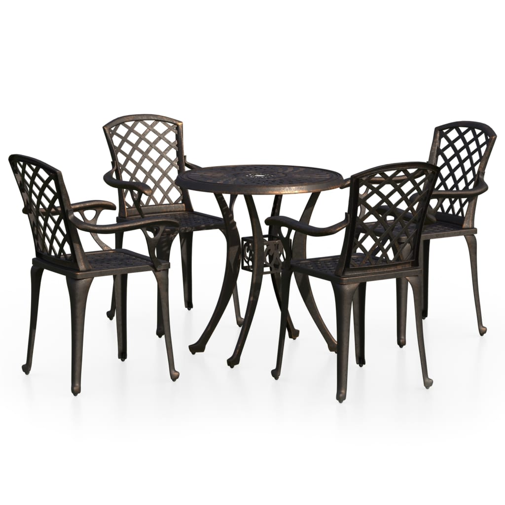 Bistro Set Bronze Cast Aluminum Standard Decorative Inlays