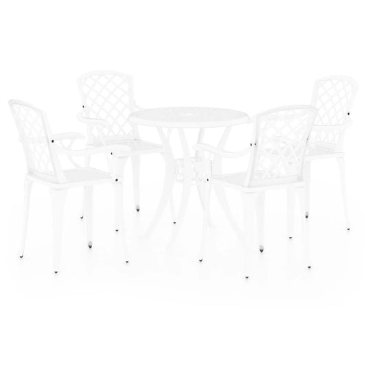 Bistro Set White Cast Aluminum Medium Decorative Inlays