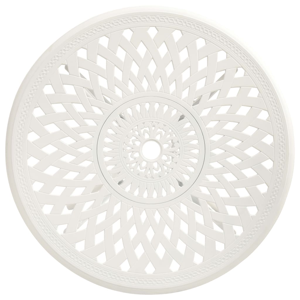 Bistro Set White Cast Aluminum Medium Decorative Inlays