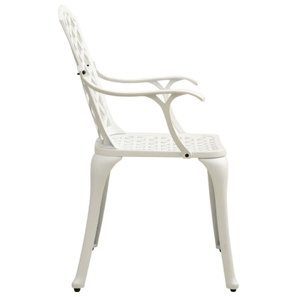 Bistro Set White Cast Aluminum Medium Decorative Inlays