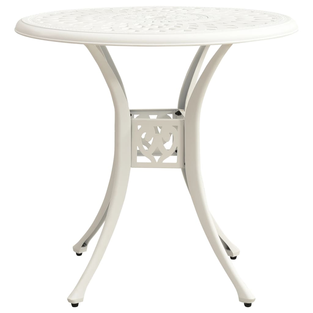 Bistro Set White Cast Aluminum Medium Decorative Inlays