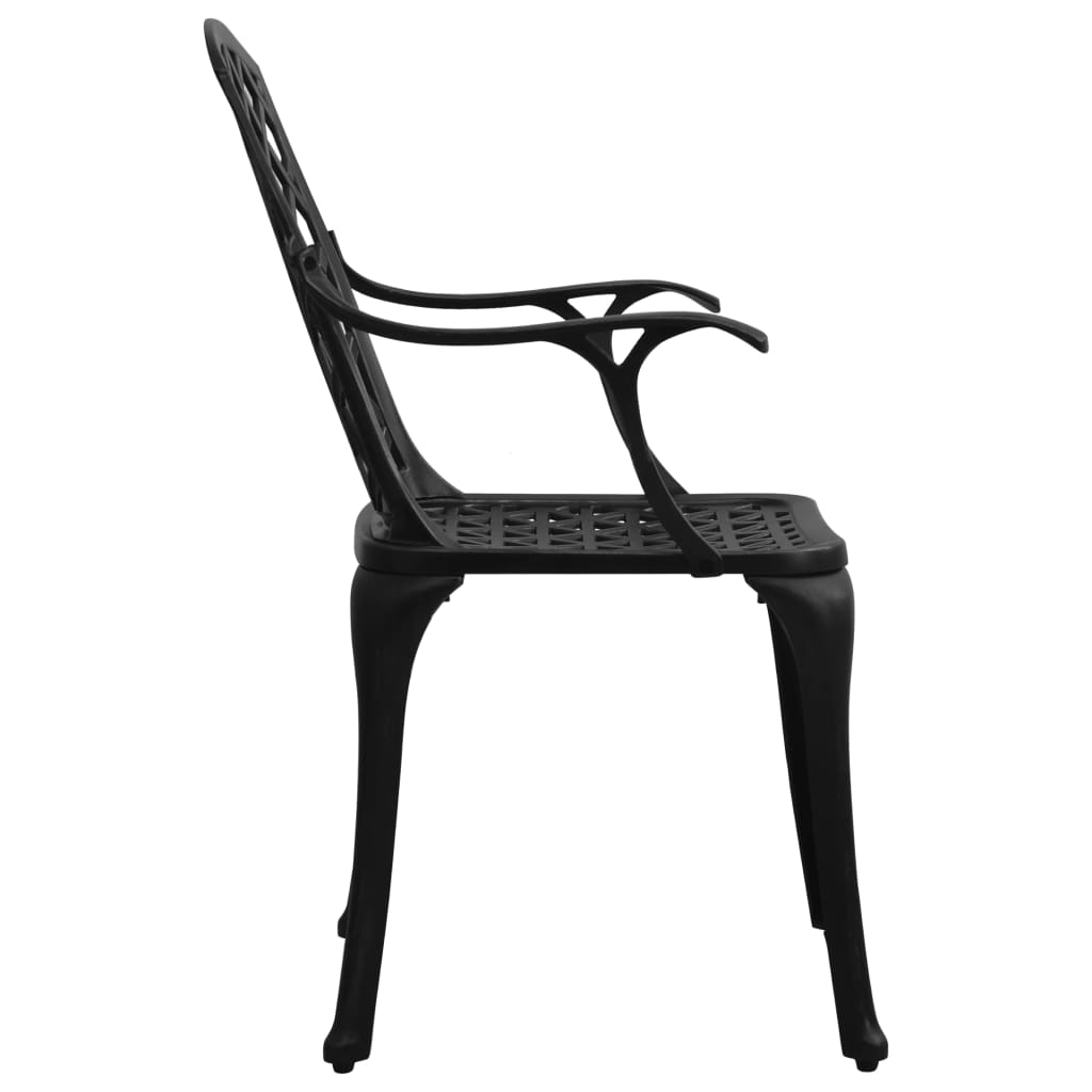 Bistro Set Black Cast Aluminum Standard Durable Bistro Set