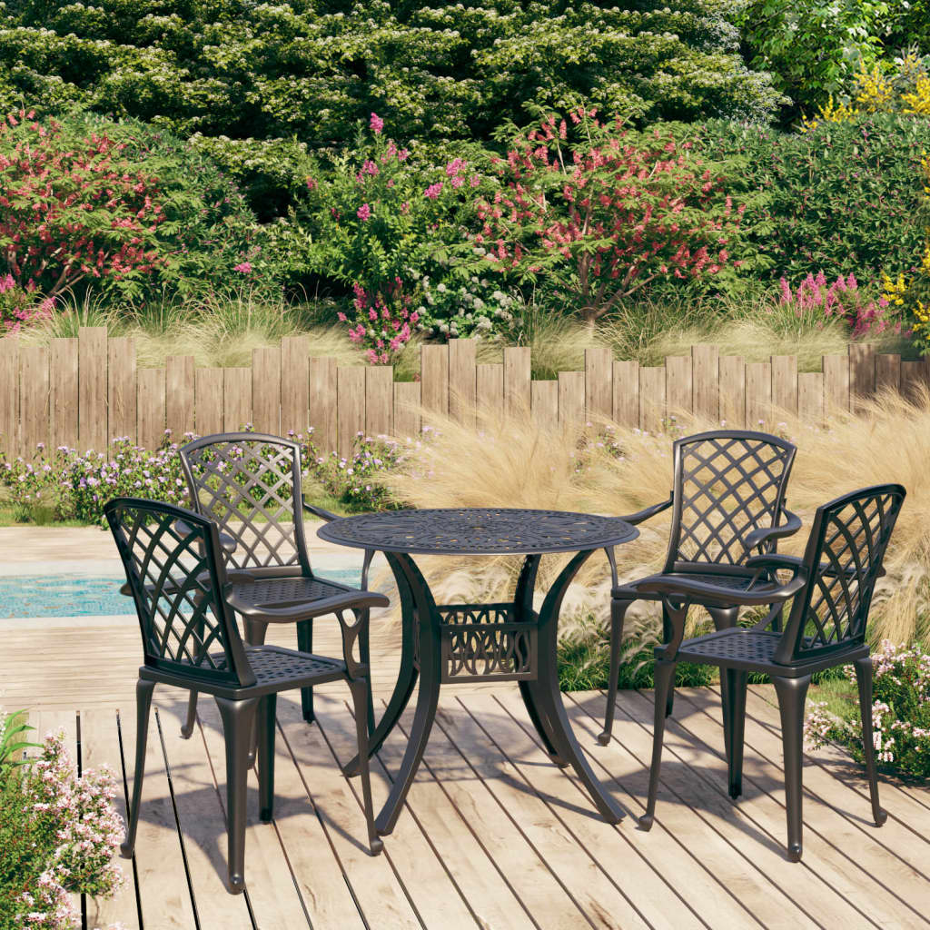 Bistro Set Black Cast Aluminum Standard Durable Bistro Set