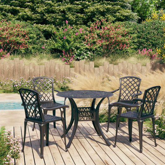Bistro Set Black Cast Aluminum Standard Durable Bistro Set