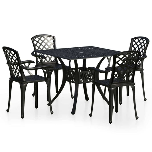Bistro Set Black Cast Aluminum Durable Bistro Set Round