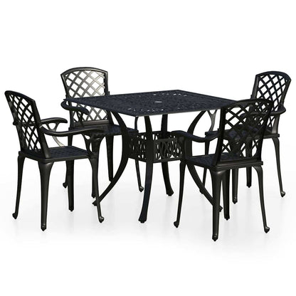 Bistro Set Black Cast Aluminum Durable Bistro Set Round