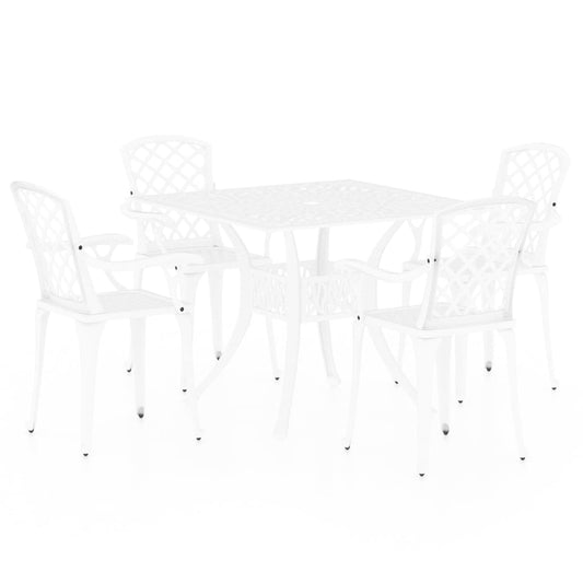 Bistro Set White Cast aluminum 5 Piece Set Durable Bistro Set